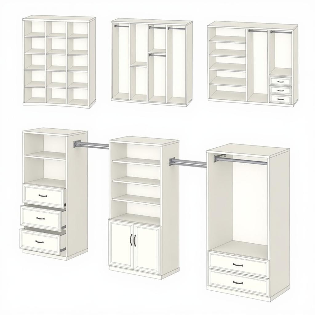 Modular closet system with various configurations