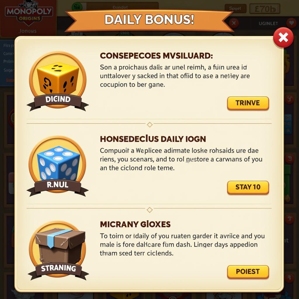 Monopoly Go Origins Daily Bonus Screen