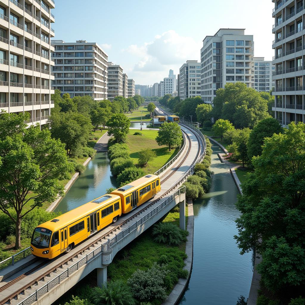 Monorail Track Integrating into Urban Environment