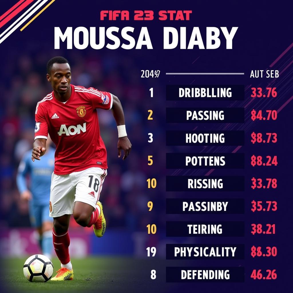 Breakdown of Moussa Diaby's key attributes in FIFA 23