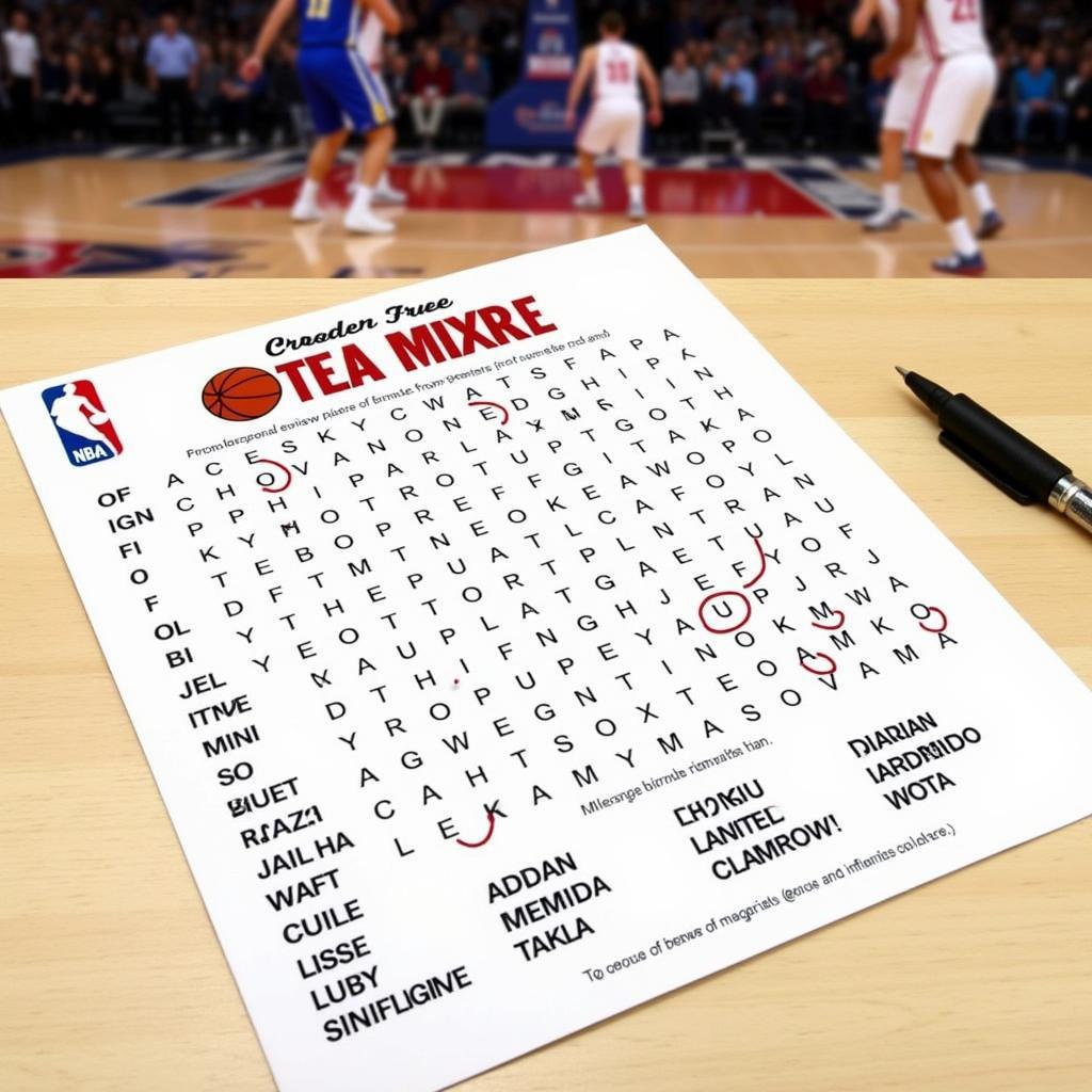 NBA Team Word Search Puzzle for Kids and Adults