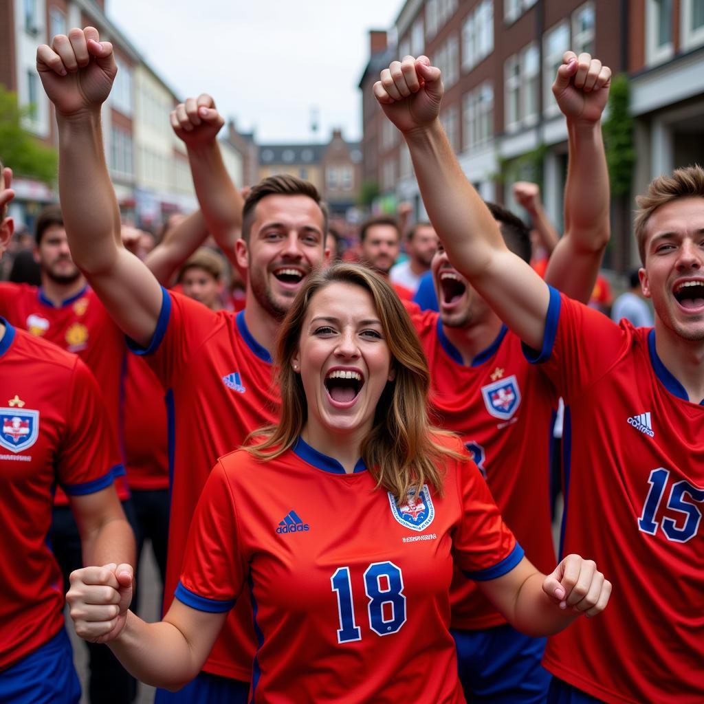 Dutch Fans in Amsterdam Wearing Orange Jerseys