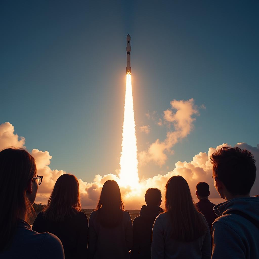 New Space Club Members Watching a Rocket Launch