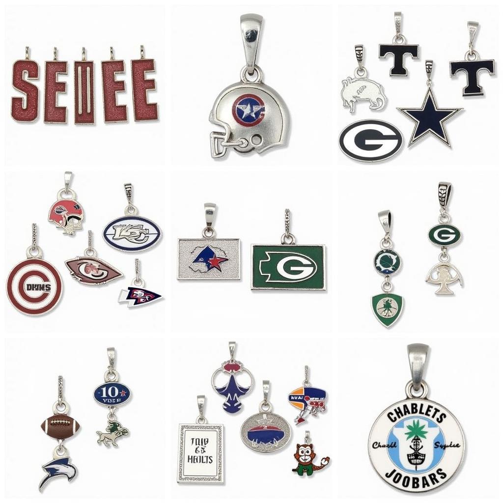 Various NFL Football Charms Showcasing Different Teams and Styles