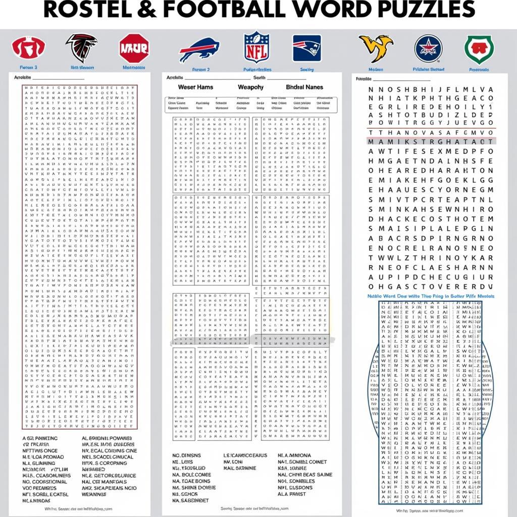 Examples of NFL Word Search Puzzles