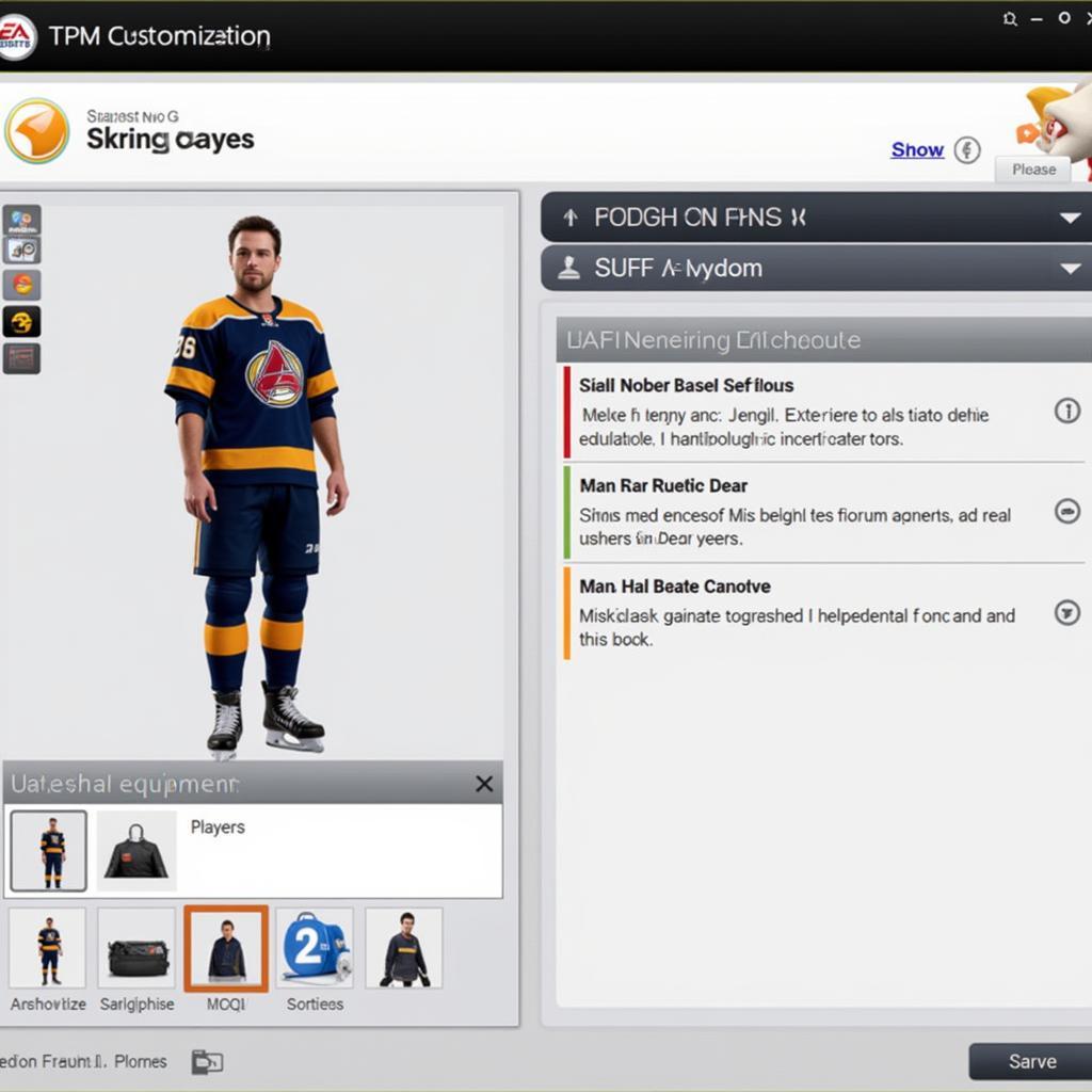 NHL 15 ROM Player Customization Screen