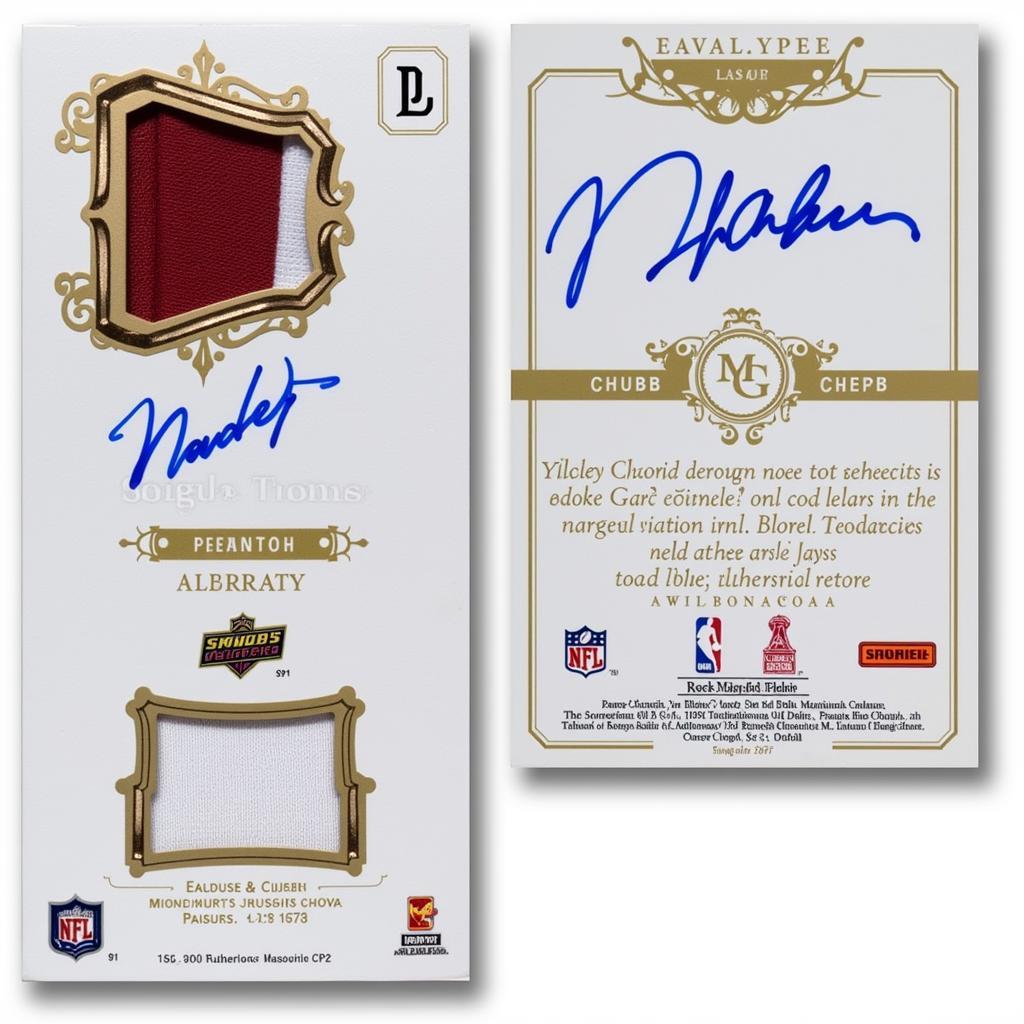 Nick Chubb Autograph and Relic Card Examples