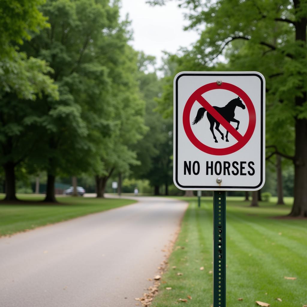 No Horses Sign at Park Entrance