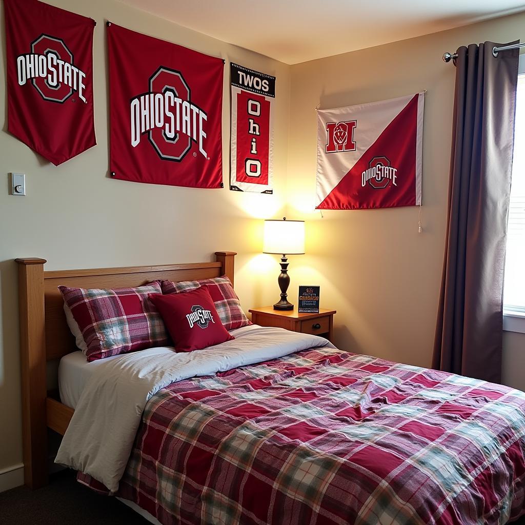 Ohio State Banners Proudly Displayed in a Dorm Room