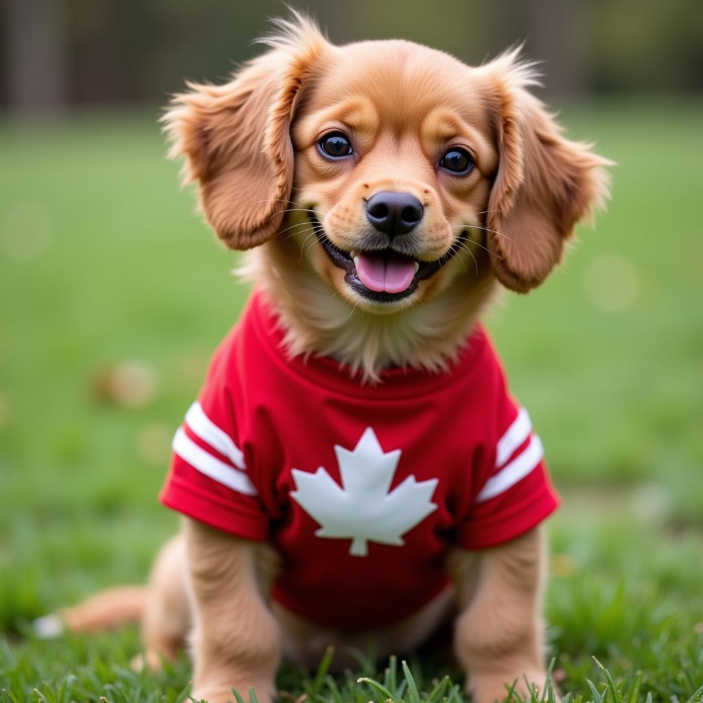 Ohio State Dog Jersey with Buckeye Leaf and Pup