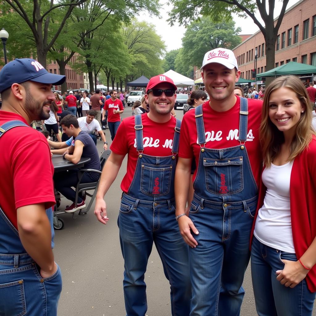 Ole Miss Fans Sporting Overalls in the Grove