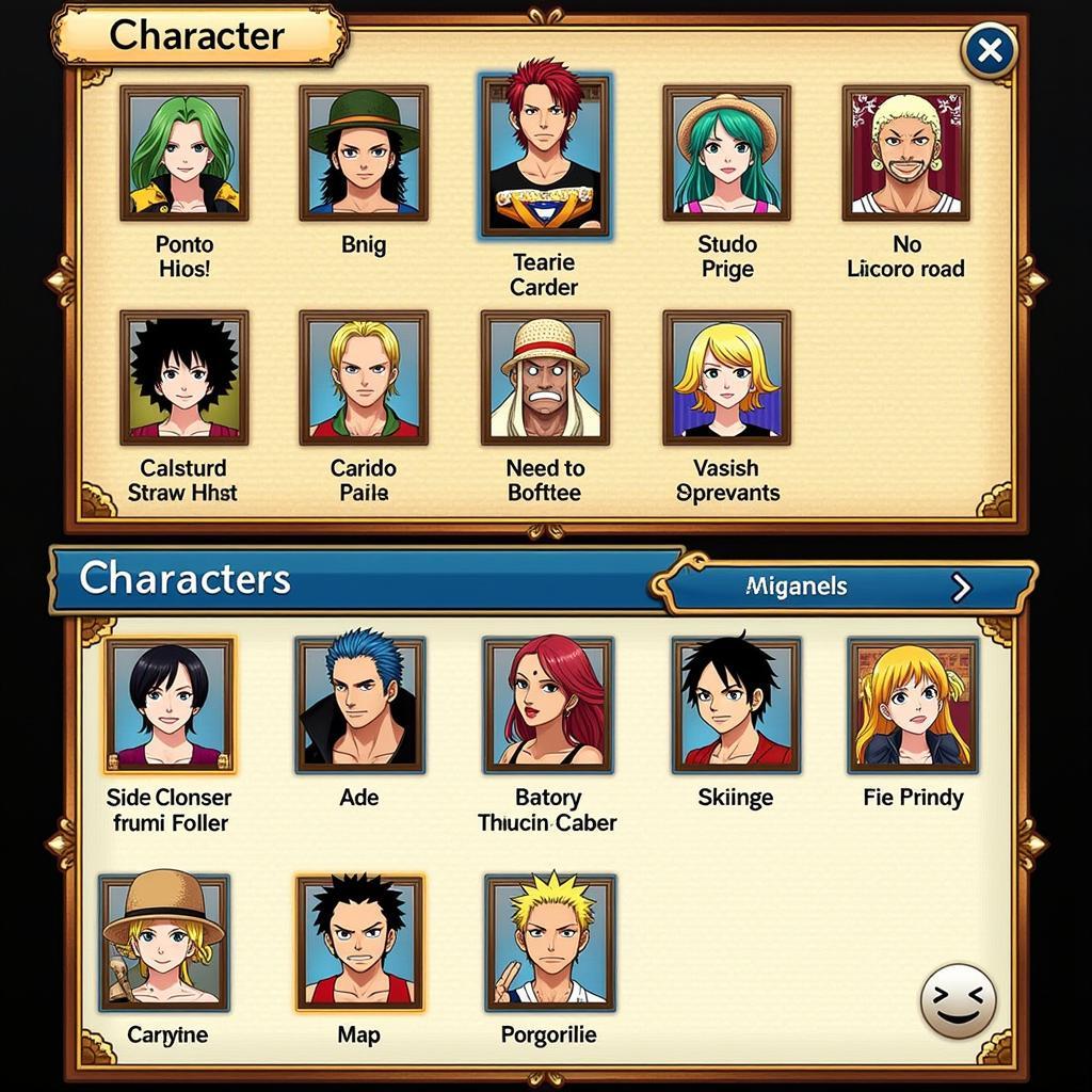 One Piece Gold PS3 Character Select Screen