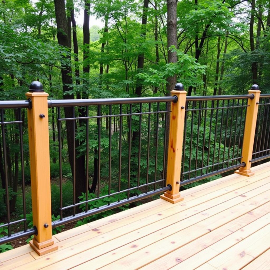 Aluminum half wall railing on a deck providing a view of the surrounding landscape