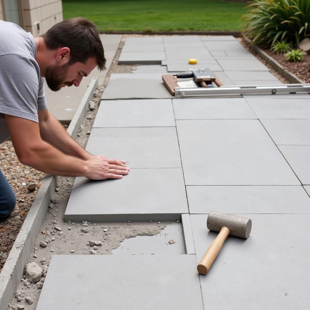 Outdoor Stone Tile Patio Installation