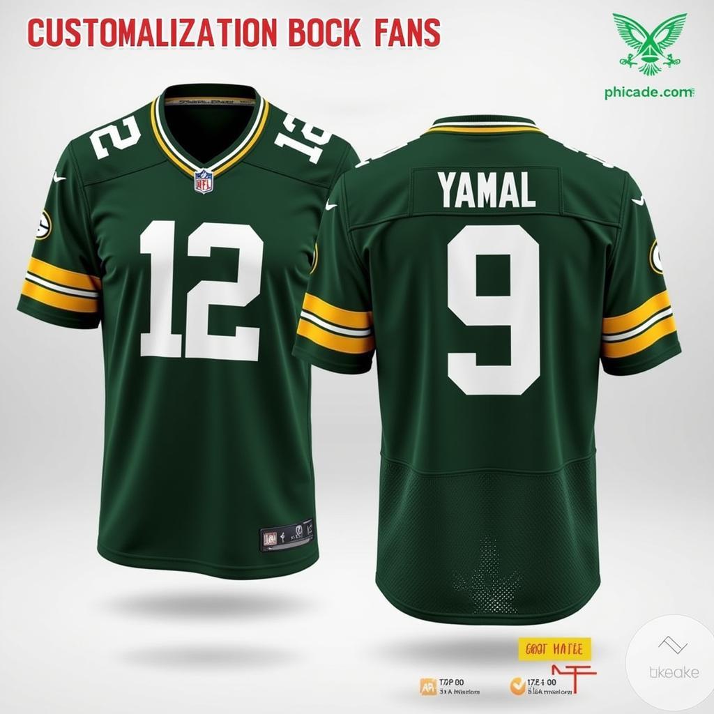 Packers custom jersey featuring Yamal's name and number