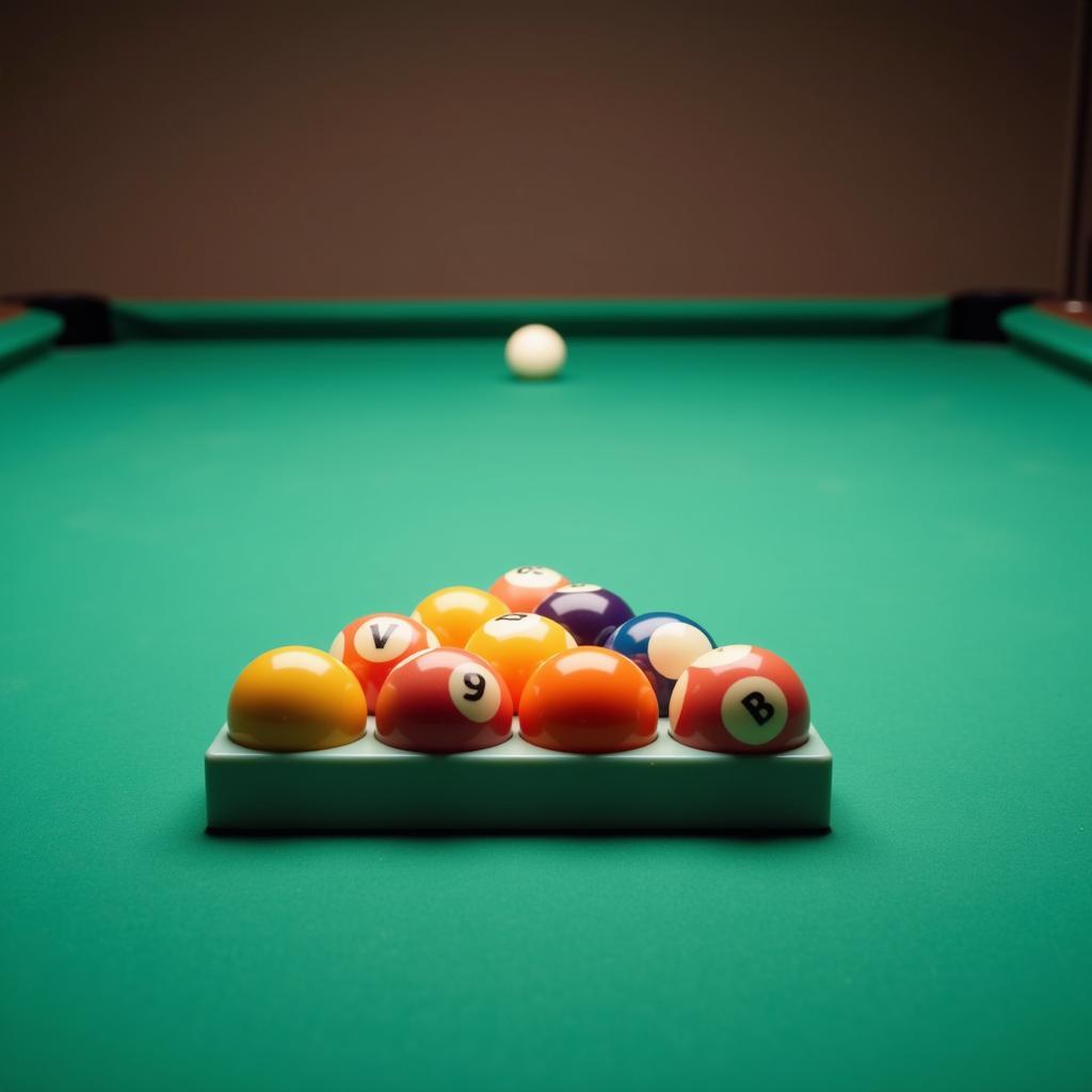 Pastel Pool Balls Arranged on a Billiards Table