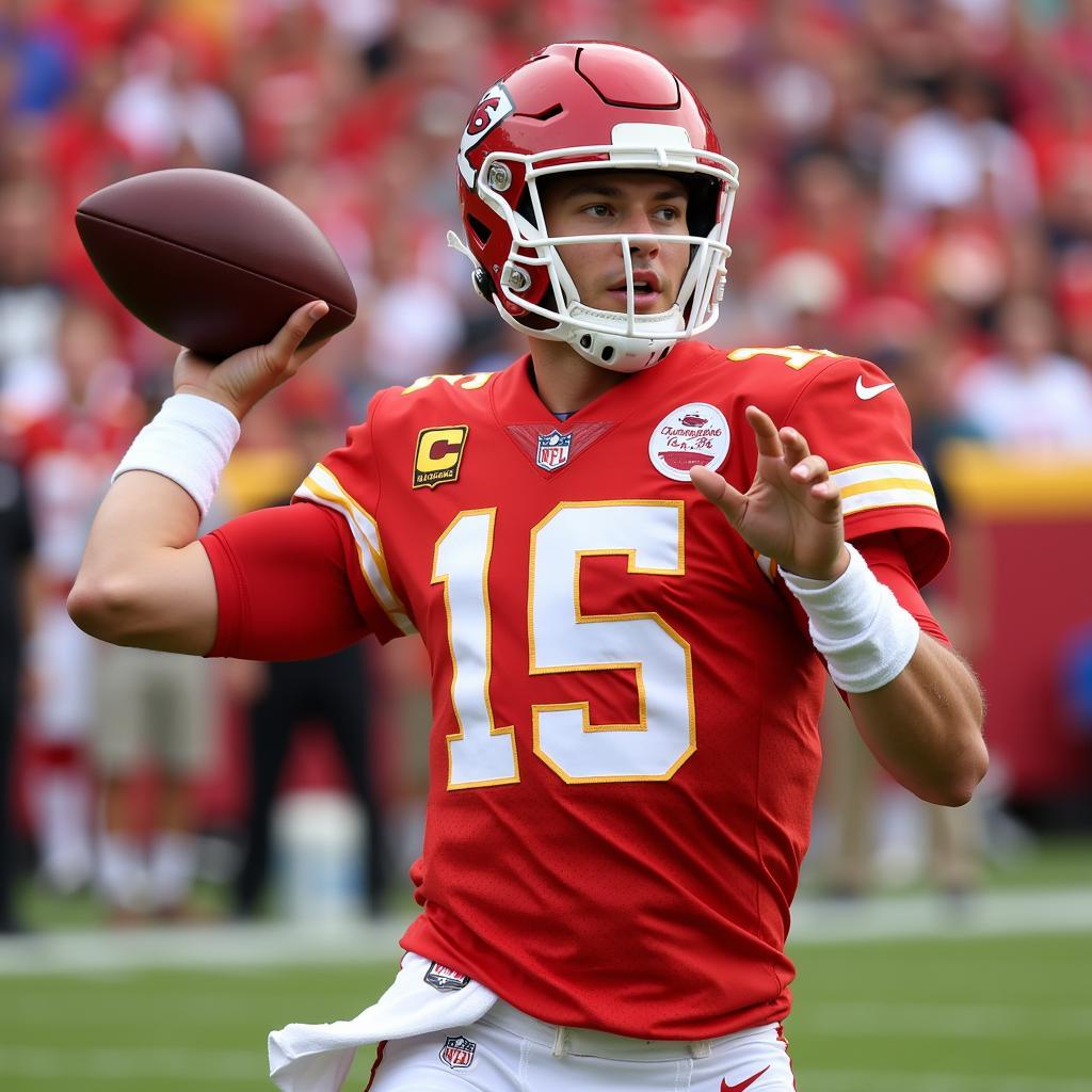 Patrick Mahomes Throwing a Pass