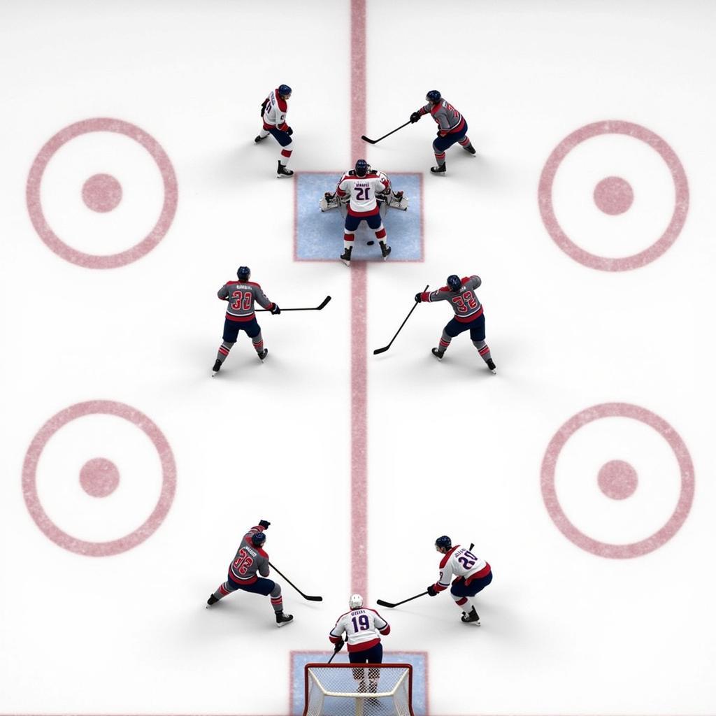 Hockey team executing box formation during penalty kill