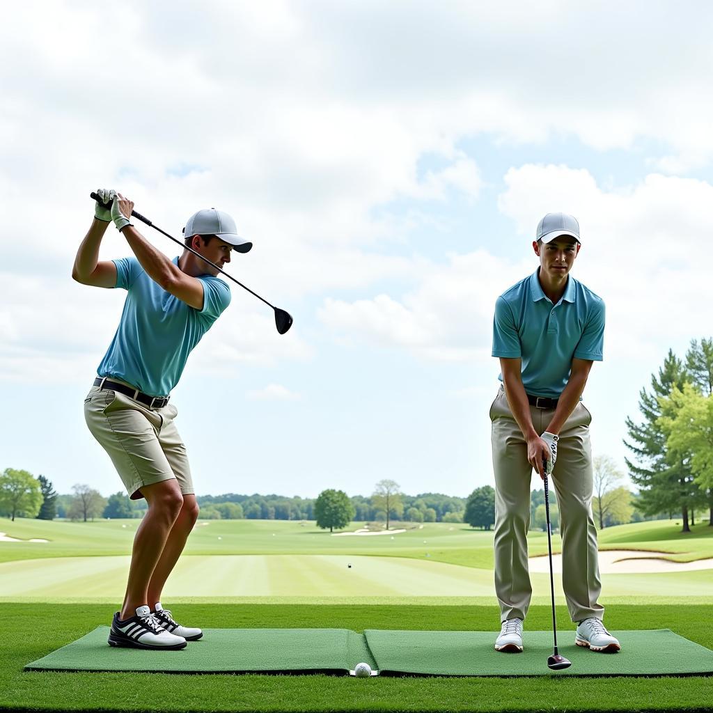 Golfer with Perfect Swing