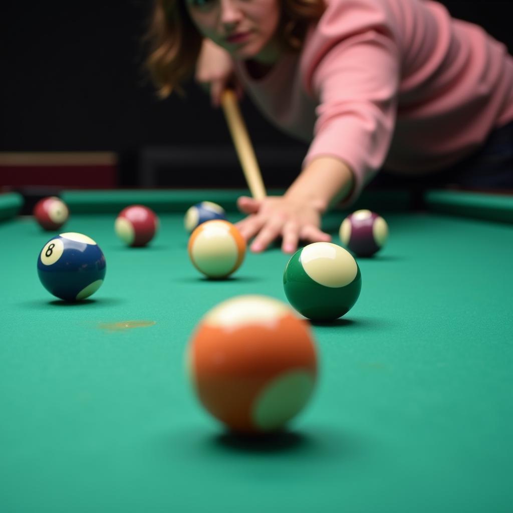 Person Playing Billiards with Pastel Pool Balls