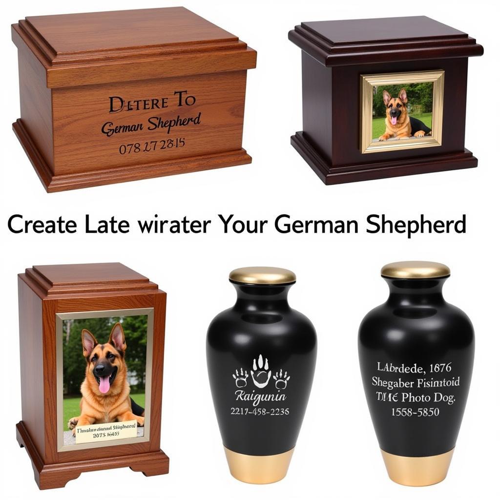 Personalized German Shepherd Urns with Engravings and Photo Spaces