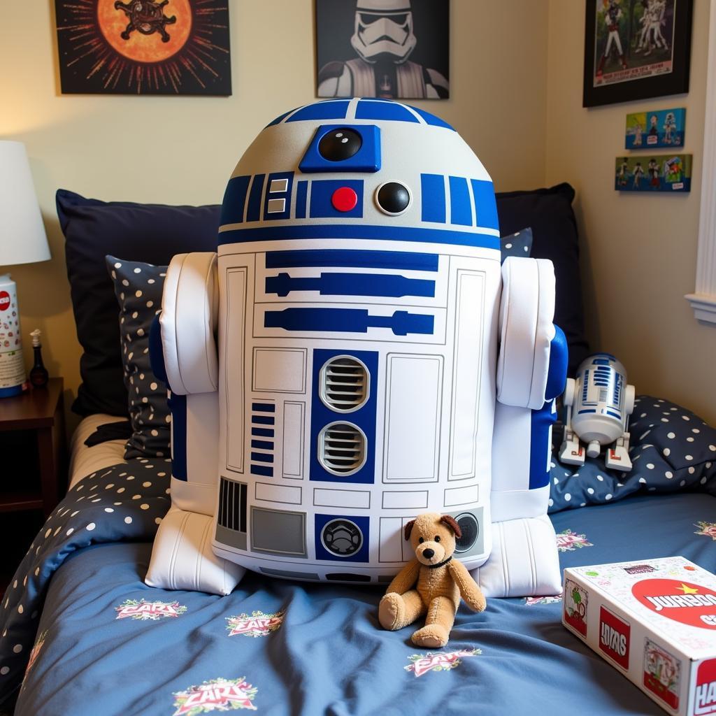 R2-D2 Pillow in a Kid's Star Wars Themed Room