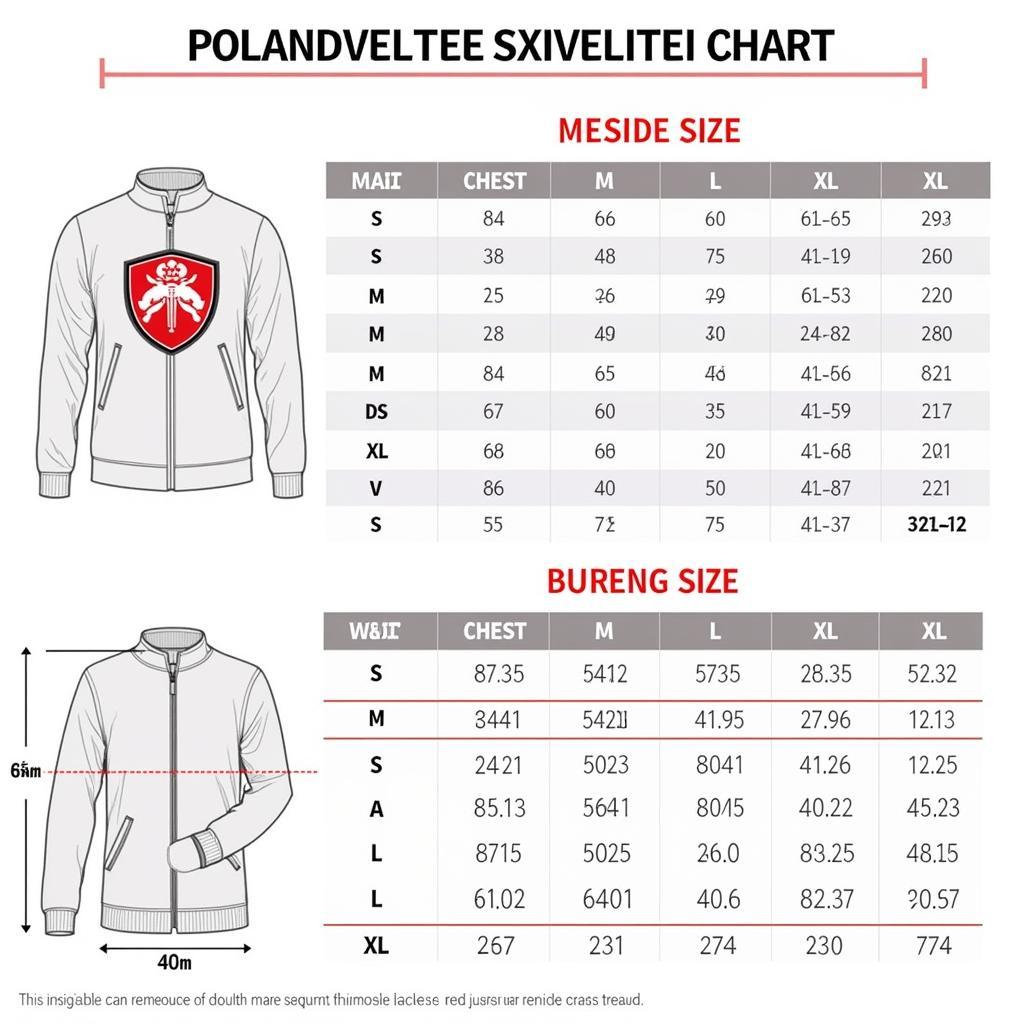 Poland Soccer Jacket Sizing Chart