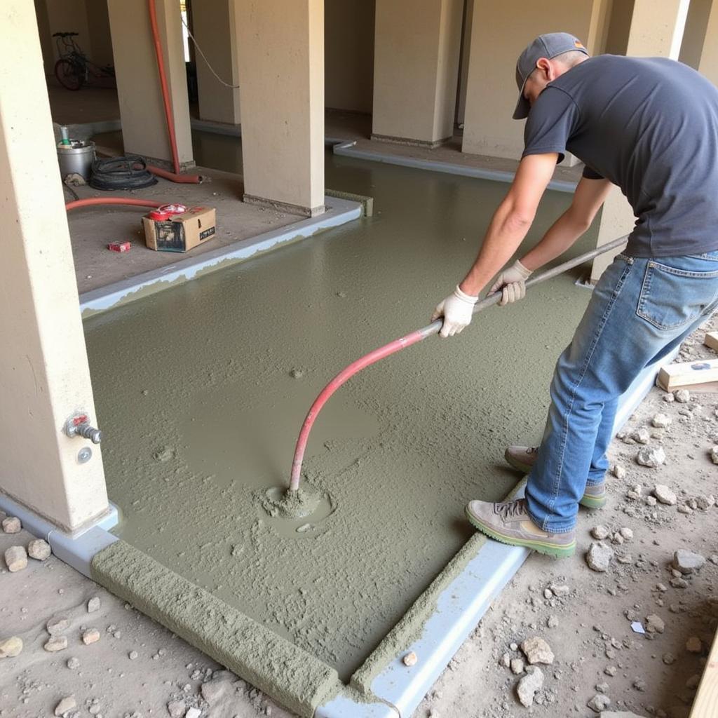 Pouring Concrete Floor Around Pillars