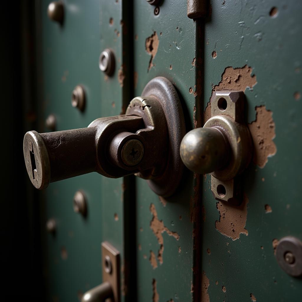 Detailed View of a Prison Cell Door's Locking Mechanism