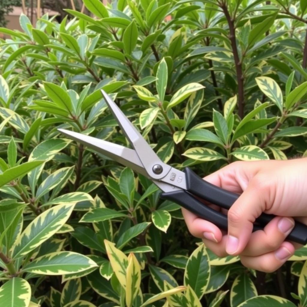 Pruning reverted branch of a variegated plant