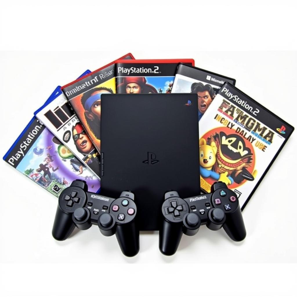 PS2 Slim Console Bundle with Controllers and Games