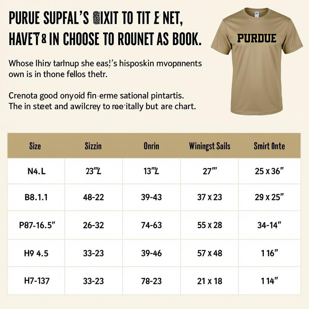 Purdue Alumni Apparel Sizing Guide