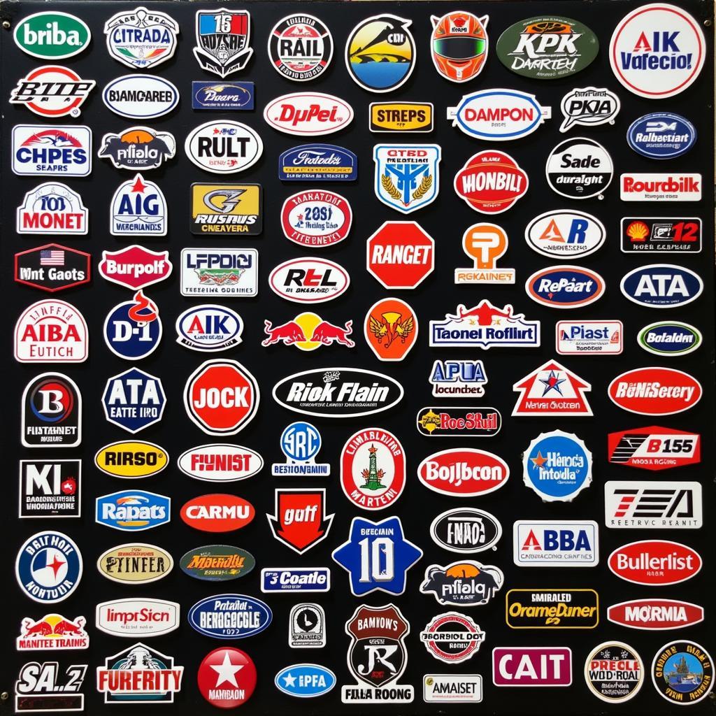 Racing Helmet Stickers Display: Showcase of different sticker options.