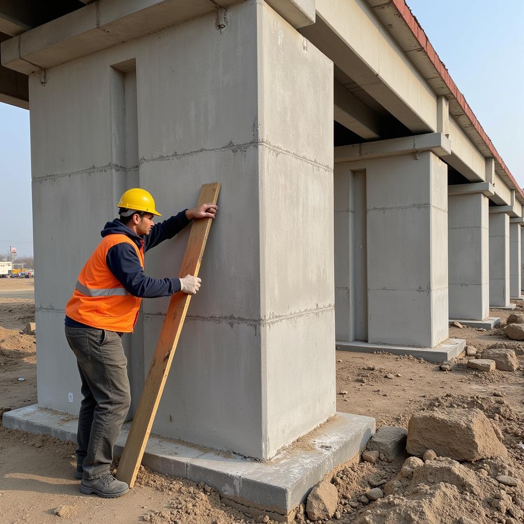 Removing Form Boards from a Concrete Pillar