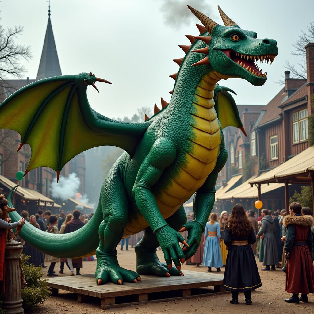 Animatronic Dragon Puppet at a Renaissance Faire