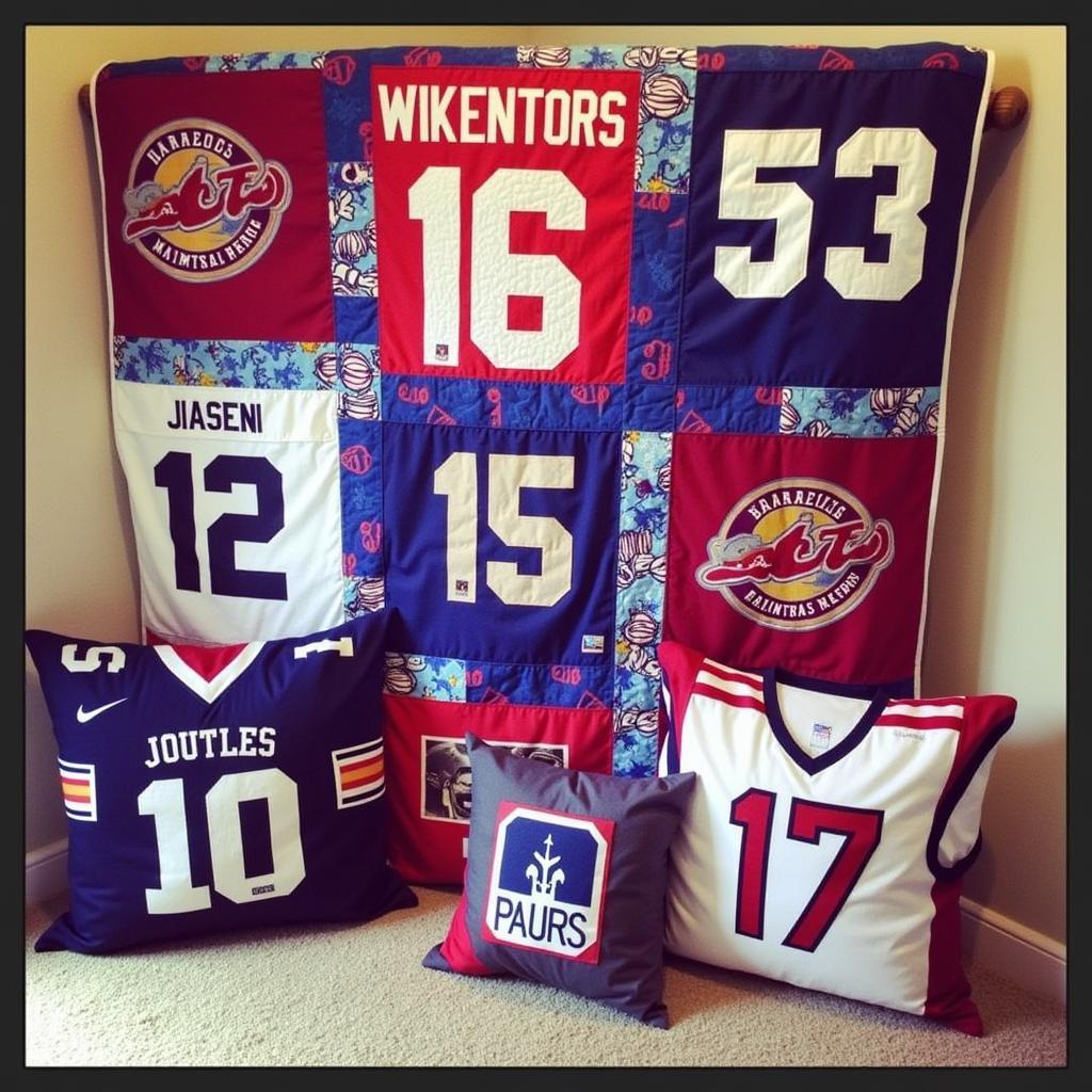 Repurposed Sports Uniforms into Quilts and Pillows