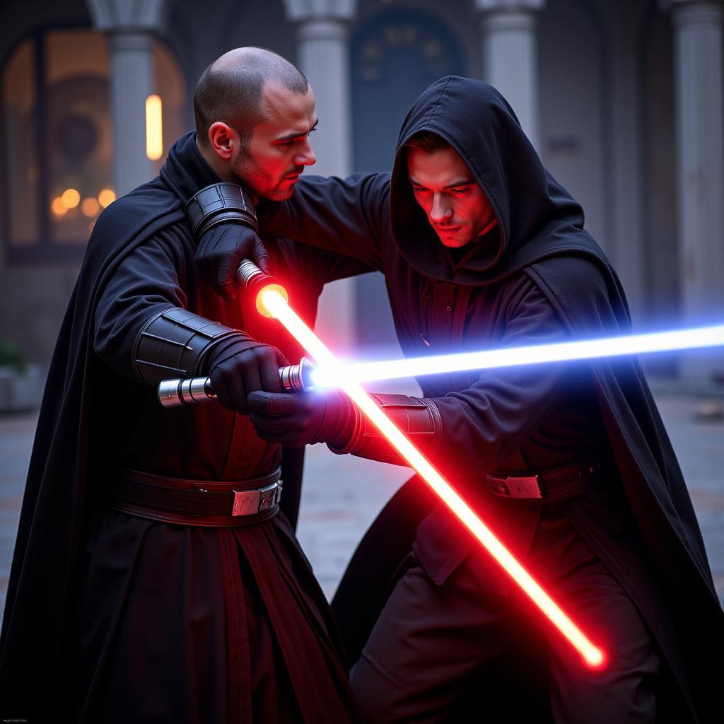 Revan in a lightsaber duel