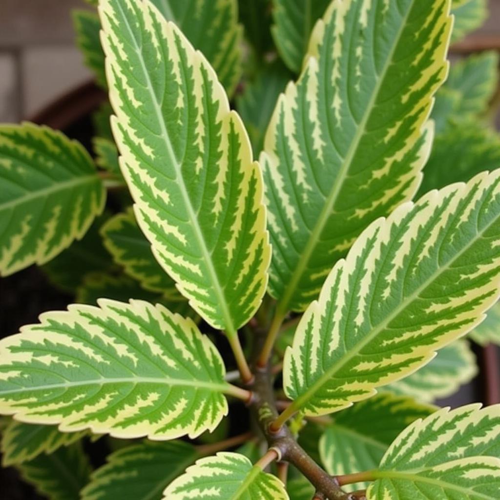 Reverted plant showing green leaves