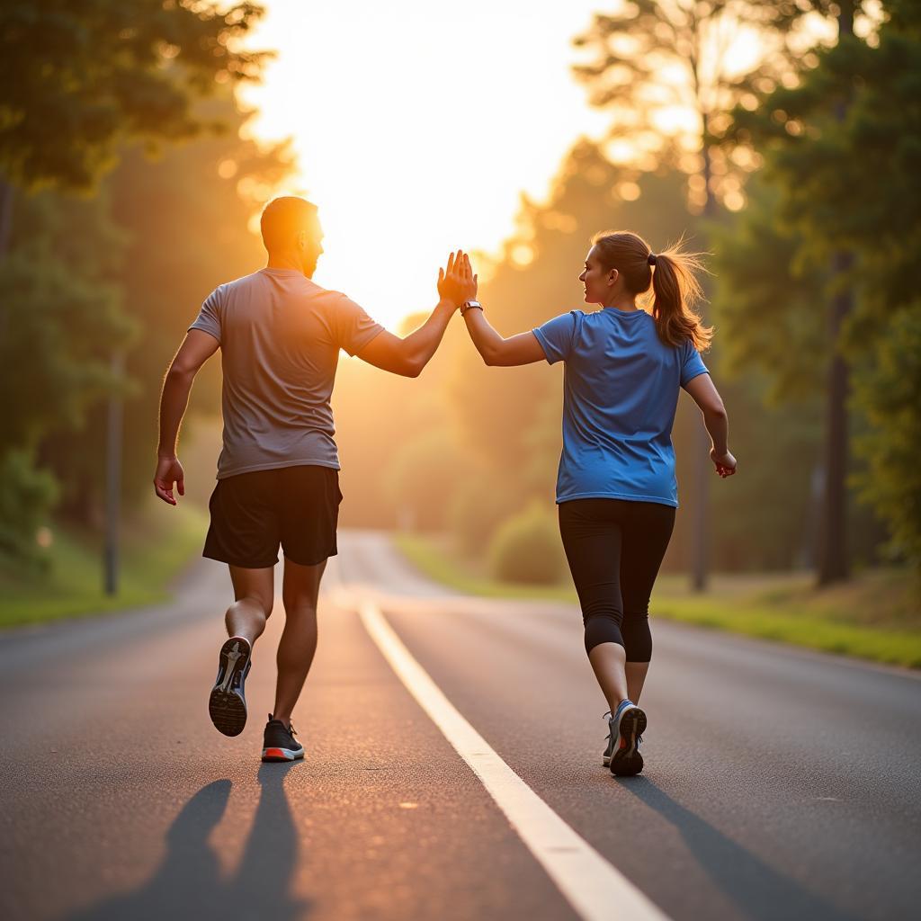 Runners High-Fiving Each Other