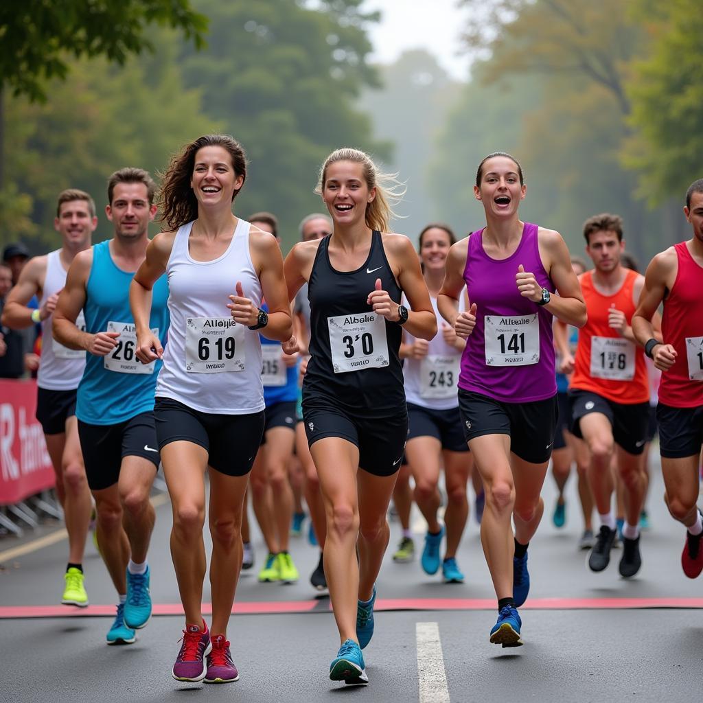 Running Group Celebrates at Finish Line