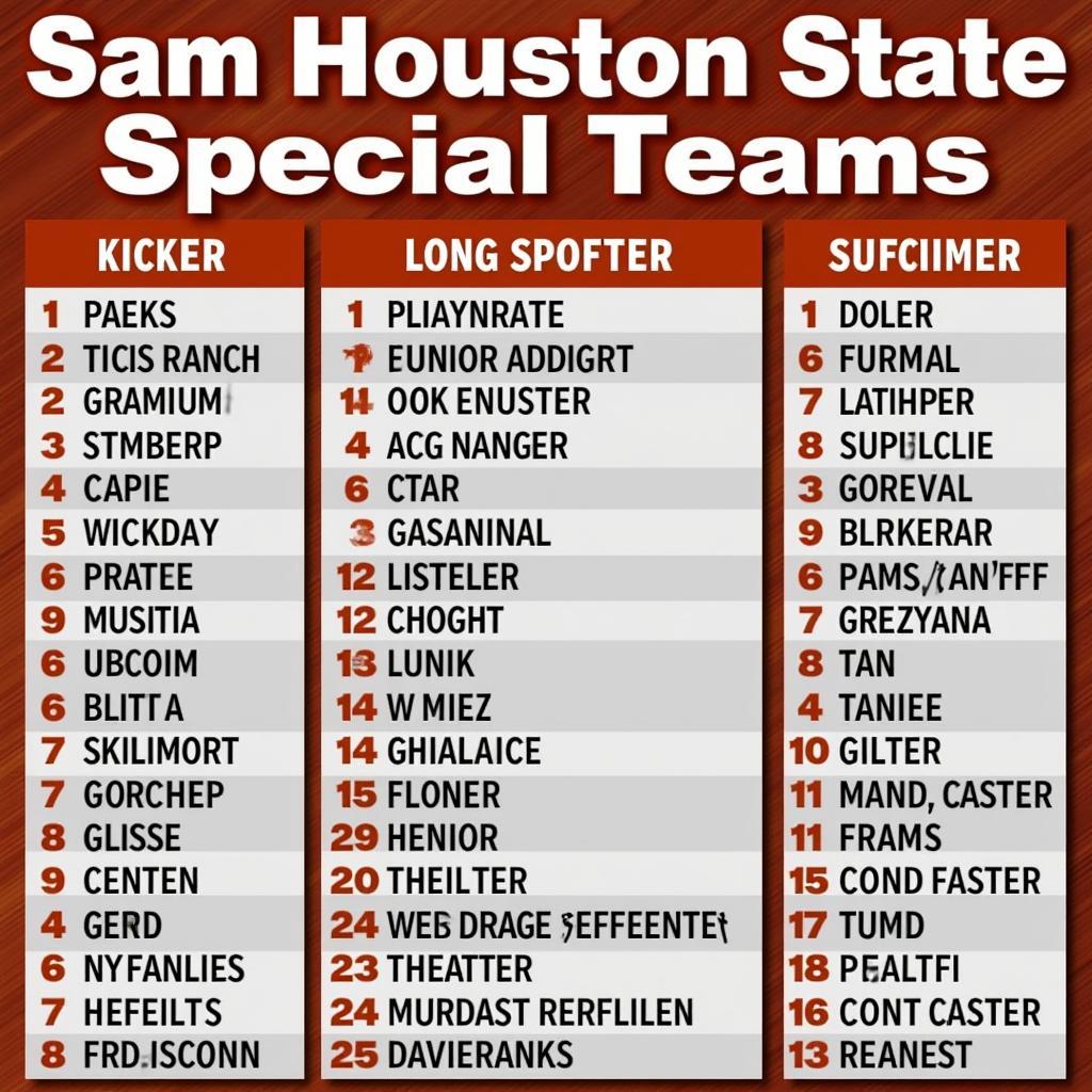 Sam Houston State Football Depth Chart - Special Teams