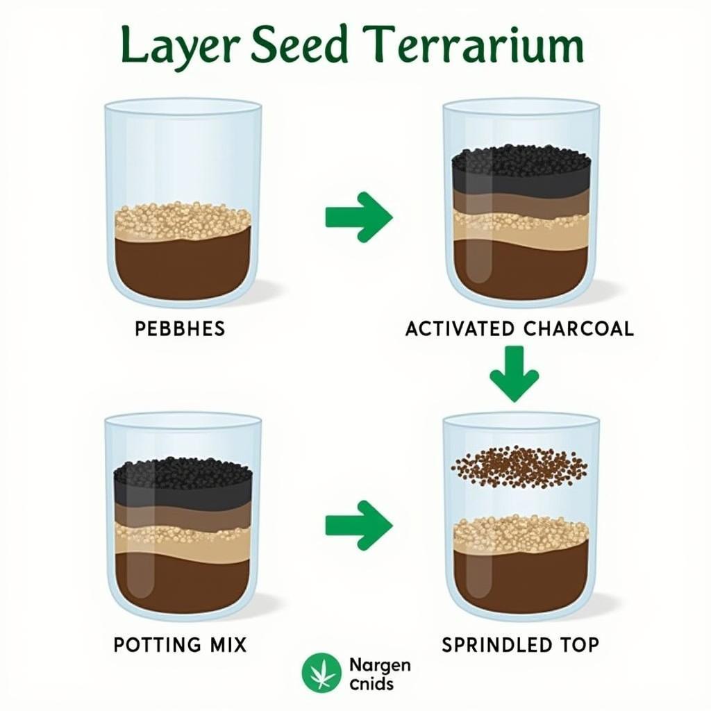 Layering the materials for your seed terrarium is essential for proper drainage and growth.