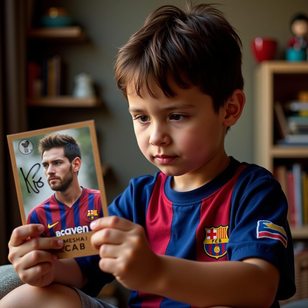 Signed Messi Card Inspiring Yamal