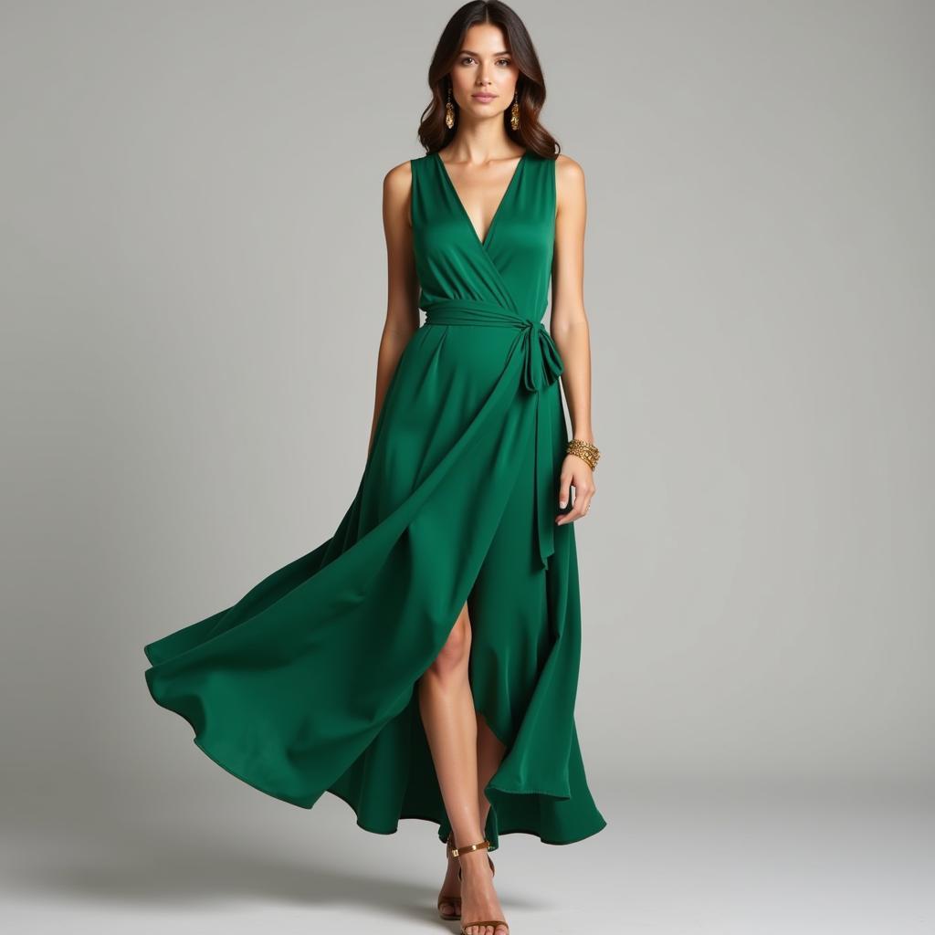 Silk wrap dress for evening