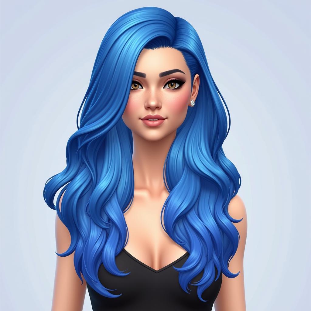 Sims 4 Anime Hair: Long Blue Hairstyle