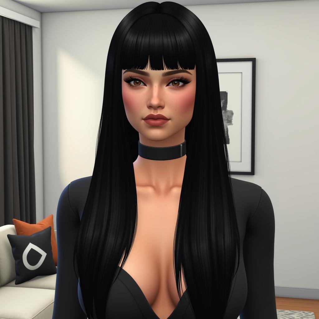 Sims 4 Long Straight Hair with Bangs