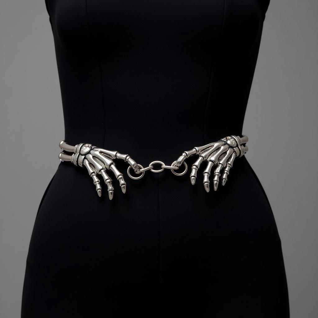 Skeleton Hands Belt on a Black Dress