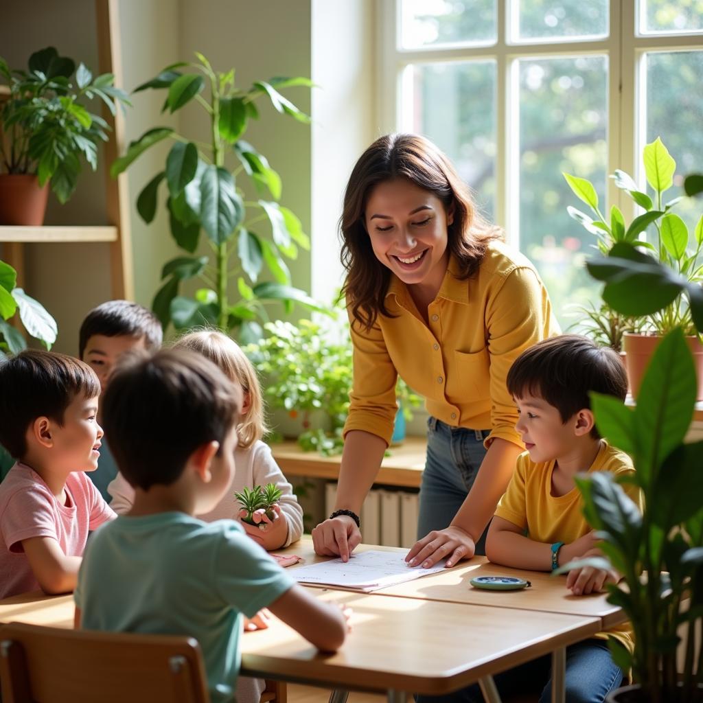 Sky Nursery Teacher Interacting with Children