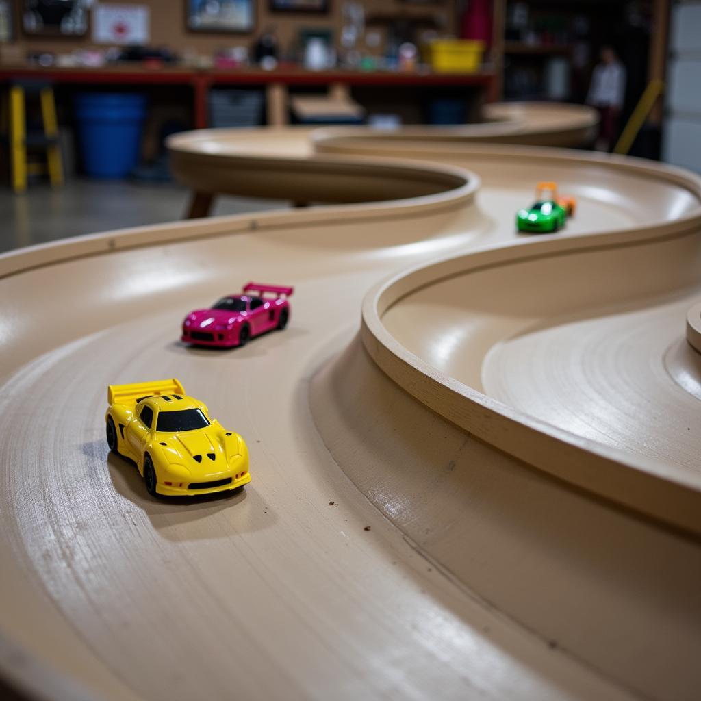 Sliders cars racing on a custom-built track