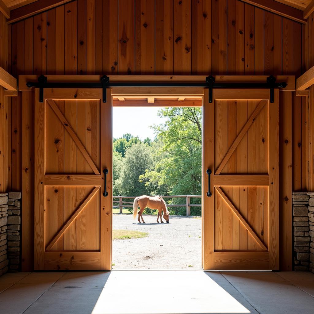 Sliding barn doors for horses provide excellent ventilation and easy access.